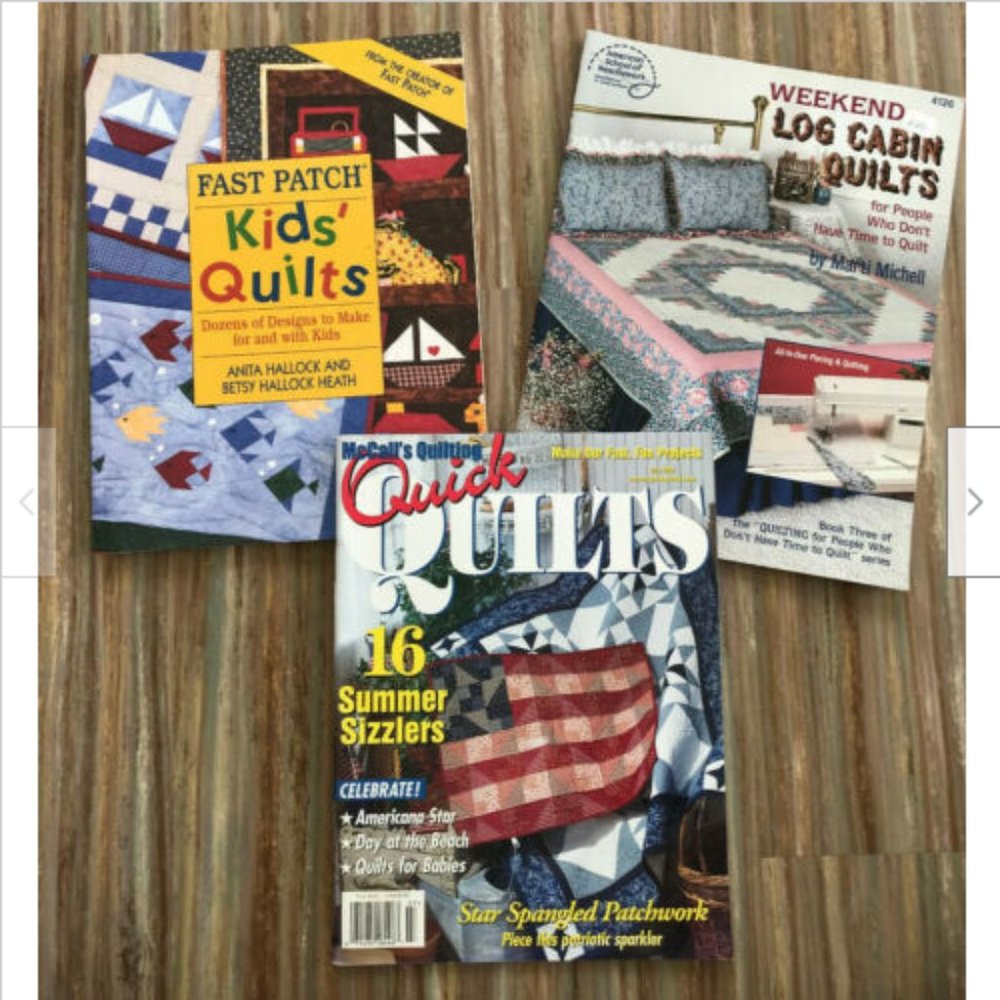 Quick Weekend Log Cabin Kids American Star Quilt Applique Blocks 3 Pattern Books